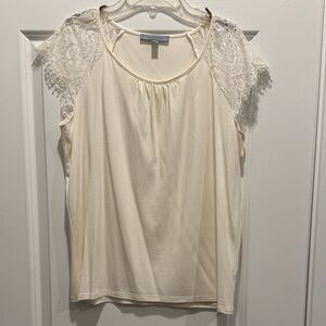 Elegant Cream Lace Sleeve Women's Top